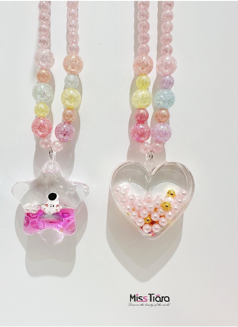 MissTiara 3 Pieces Trendy Acrylic Quicksand Bottle Necklaces For Girls Kids Party Jewelry  - Image 3