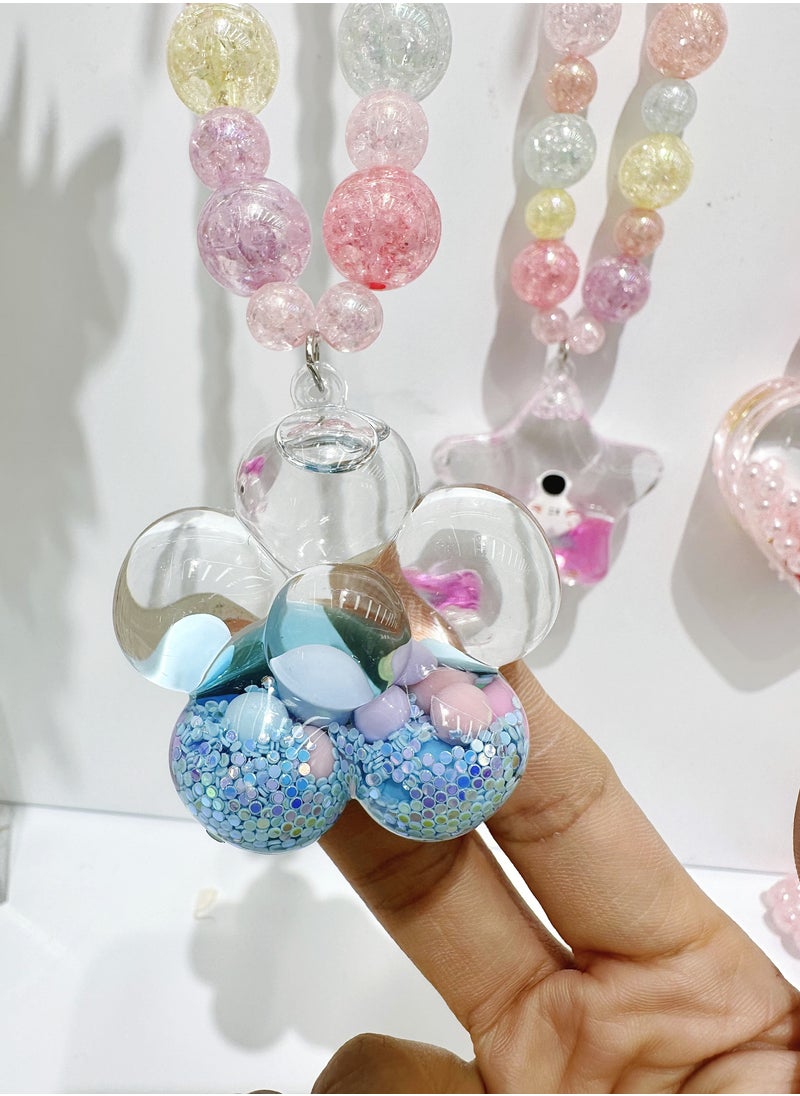 MissTiara 3 Pieces Trendy Acrylic Quicksand Bottle Necklaces For Girls Kids Party Jewelry  - Image 2