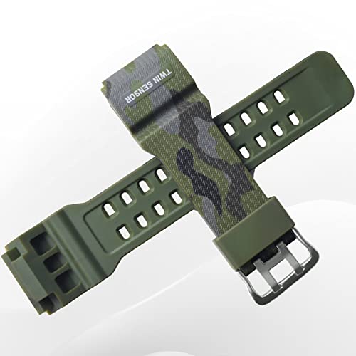 OliBoPo Natural Resin Replacement Watch Strap for Casio Mens G-Shock Master of G Mudmaster Twin Sensor Sports Watch GG-1000/GWG-100/GSG-100 (Camouflage ArmyGreen) - Image 2