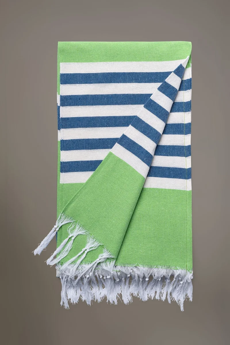 Fancy beach towel 100% cotton fabric - Blue/LT Green