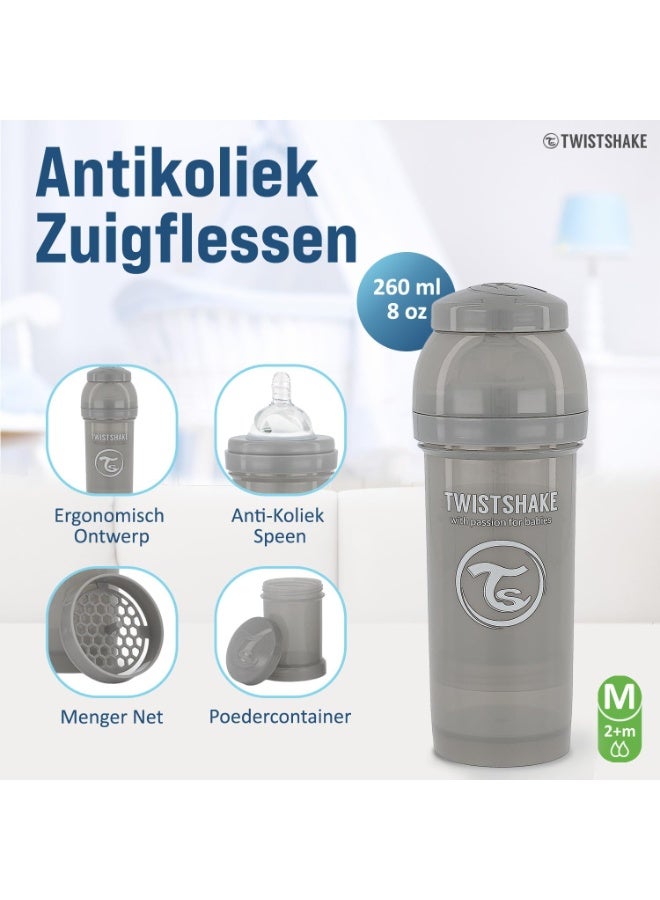 Twistshake Anti-Colic Baby Bottle with Milk Powder Container and Mixer - 330ml | Fast Flow Silicone Breast-Like Nipple | BPA- Free | Suitable for 4 Month+ | Blue - Image 4