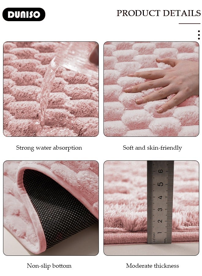 DUNISO 3 Piece Bathroom Rug Set Includes Bath Rug, Contour Mat and Toilet Lid Cover, Super Soft Water Absorbent & Non-Slip Bath Mats for Bathroom Floor, Tub and Shower Room, Machine Washable  - Image 2