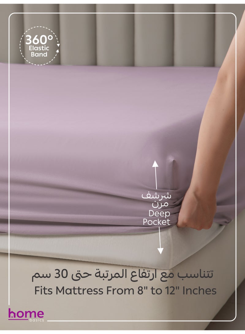 Donetella Bedding Fitted Sheet - Fits 150x200 Cm Bed For Queen Bed 3 Pcs (1 Fitted Sheet and 2 Pillowcases) - 30 Cm Deep Pocket - Solid Bed Sheet - Image 4