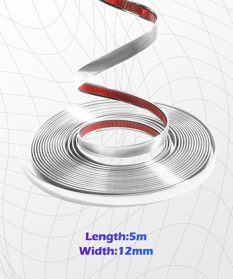 شريط كروم بعرض 1/2 بوصة من ، شريط كروم بطول 25 قدم للسيارات، إكسسوارات السيارات، تقليم السيارة، قولبة تقليم الكروم للسيارات، شرائط تقليم الكروم لهيكل السيارة، تقليم عالمي لمعظم أبواب ونوافذ الشاحنات والمركبات الترفيهية - Image 3