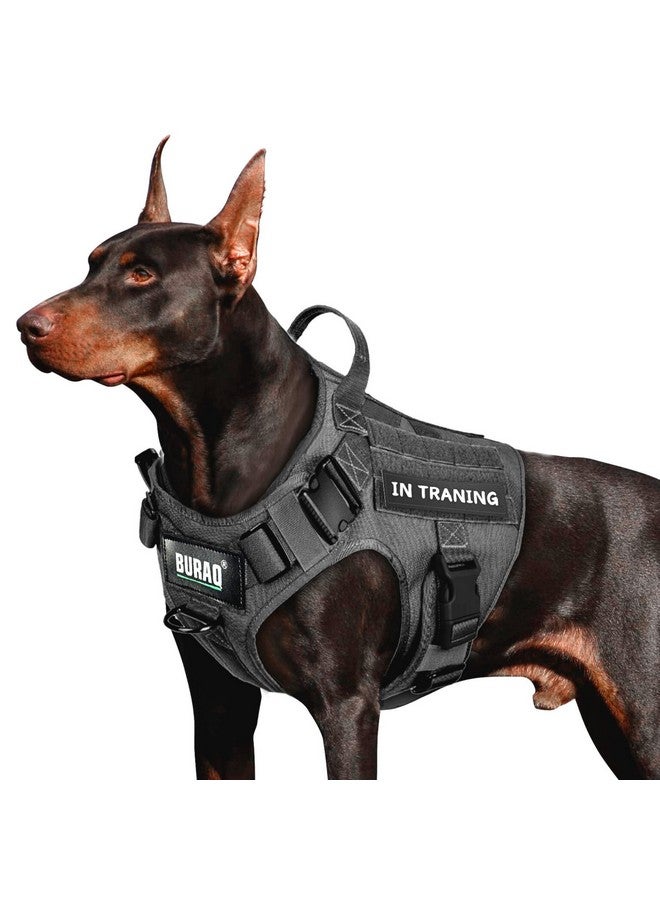 Buraq Tactical Dog Harness No-Pull Heavy Duty Pet Harness Adjustable with Handle Easy Control, Tactical Vest Harness for Walking Training Hiking (M, Black) - Image 1