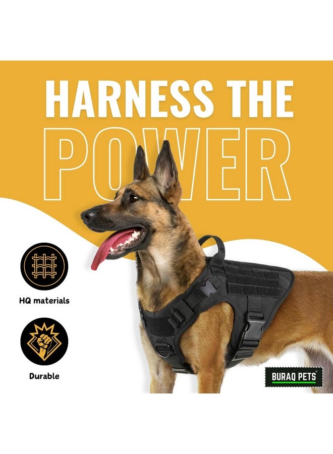 Buraq Tactical Dog Harness No-Pull Heavy Duty Pet Harness Adjustable with Handle Easy Control, Tactical Vest Harness for Walking Training Hiking (M, Black) - Image 3