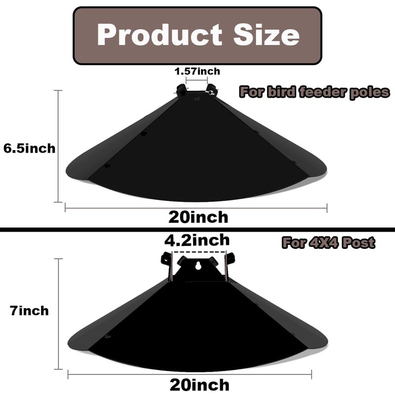 PirateAnt 20 Inch Squirrel Baffle for Bird Feeder Pole, Adjustable Opening Size, for Up to 4x4 Inch Wide Wooden Post, Outside Pole Mount Bird House Guard for Outdoor Shepherdâ€™s Hook. - Image 2