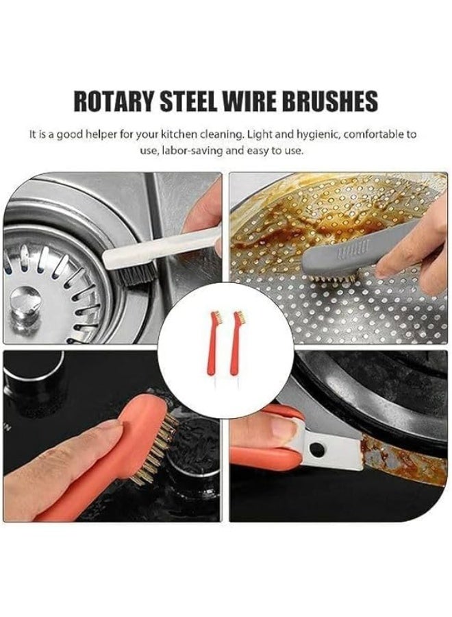 فرشاة تنظيف الموقد 3 في 1 بتصميم مزدوج الغرض مع شعيرات من الفولاذ المقاوم للصدأ مطلية بالنحاس أداة مكشطة شواء المطبخ فرشاة متعددة الوظائف لموقد الفرن والشواية للتنظيف العميق (أحمر) - Image 5