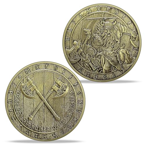 Imasoner Norse Mythology Viking Warrior Coin Fight for Glory See Us in Valhalla Amulet Nordic Viking Gift for Men - Image 1