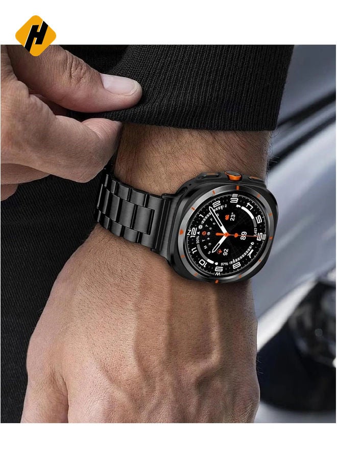 HuHa Stainless Steel Band Compatible with Samsung Galaxy Watch Ultra 47mm (2024), Men Women No Gap Metal Business Classy Dressy Replacement Strap for Galaxy Watch 7 Ultra Bands-Black - Image 2