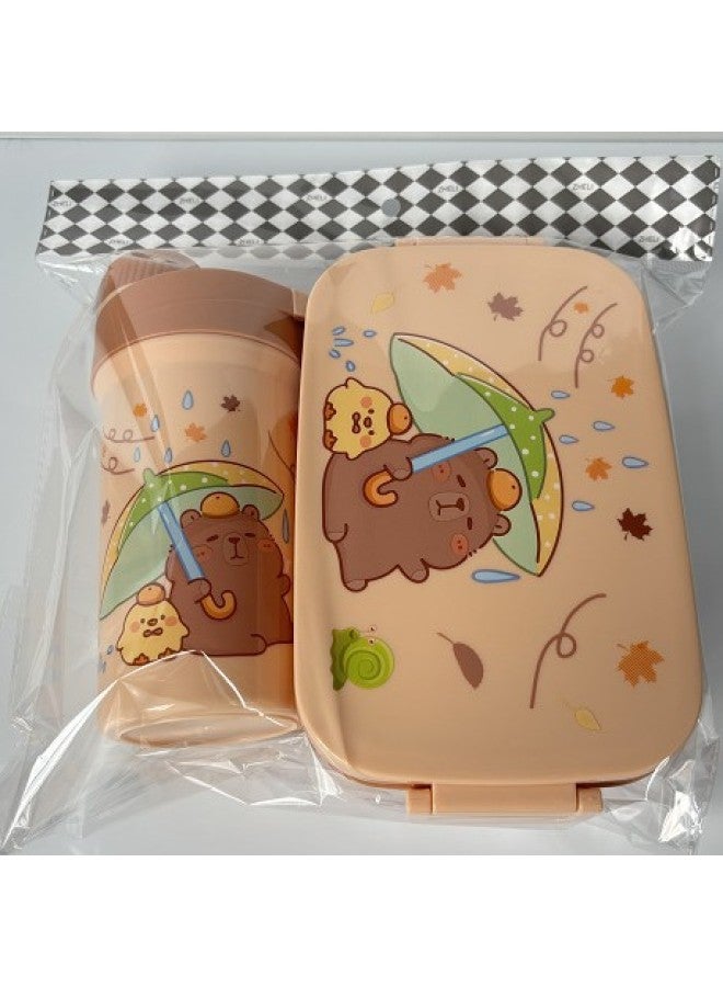 Cute Cabibala Suit Fruit Box Cartoon Lunch Box For Students Cute Office Student Lunch Box Sports Water Cup-Specifications:80.5*45*56.5 - Image 2