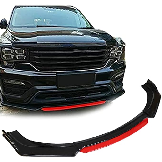 LABLT Universal Car Front Bumper Lip Spoiler Splitter Protector Red 2 Layer Lip Matte - Image 1