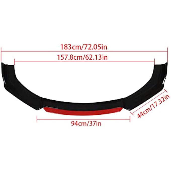 LABLT Universal Car Front Bumper Lip Spoiler Splitter Protector Red 2 Layer Lip Matte - Image 5
