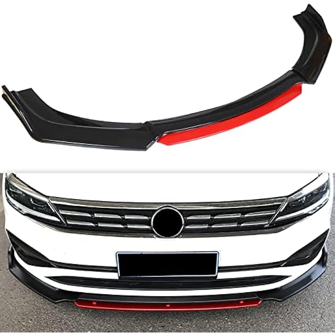 LABLT Universal Car Front Bumper Lip Spoiler Splitter Protector Red 2 Layer Lip Matte - Image 3
