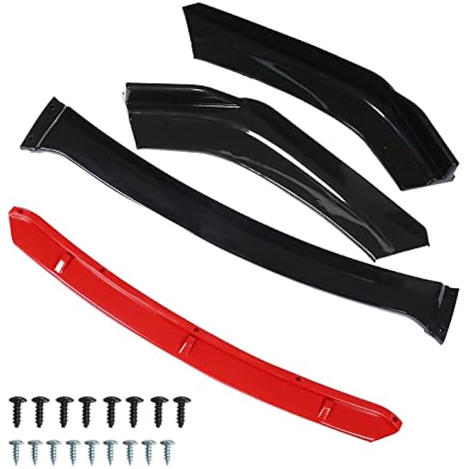 LABLT Universal Car Front Bumper Lip Spoiler Splitter Protector Red 2 Layer Lip Matte - Image 2