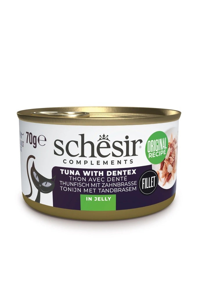 Schesir Complements Cat Wet Food in Jelly Can- Tuna With Dentex 70g x 6 pcs - Image 2