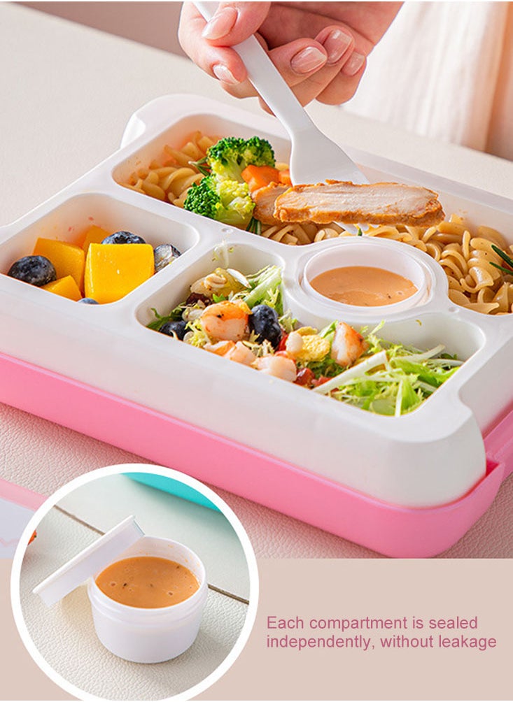 Perfii Cute Bento Lunch Box for Kids with 3 Compartments and Sauce box, 1000ml Leak Proof Food Container Dinosaur Design  - Image 3