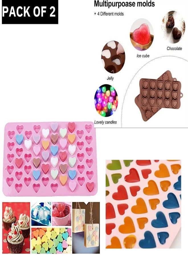 LEGACYCART (2PCS Combo) 55Cavity and 15 Heart Silicone Chocolate Mould, Valentine's Day Heart Silicone Molds, Candy Mold, Used for Jelly, Homemade Treats, Candy, Candle, Chocolate, Resin, Clay - Image 2
