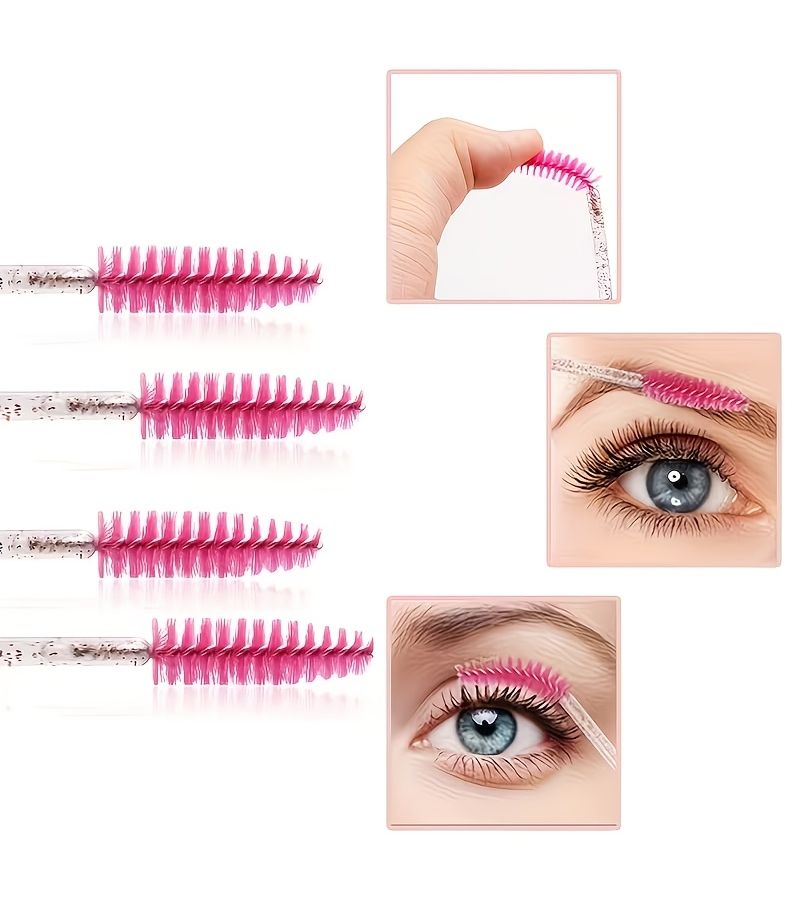500 Pieces Crystal Eyelash And Eyebrow Brush Set Black Easy To Create Mascara Effect For Eyelash Extension Curling Makeup Tool - Image 3
