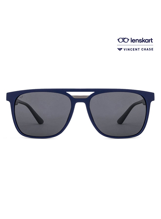 VINCENT CHASE Unisex VINCENT CHASE By Lenskart | Mirage Full Rim Wayfarer Polarized & UV Protected Sunglasses For Men & Women VC S12644 - 57mm - Blue - Image 1