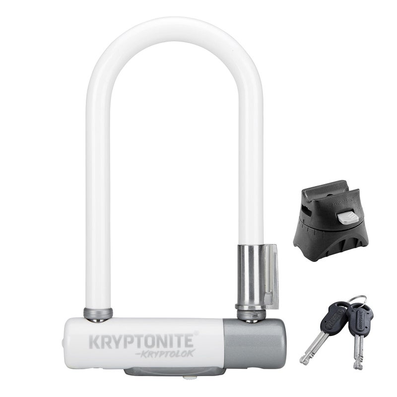 Kryptonite Kryptolok Mini7 Bike ULock Heavy Duty AntiTheft Bicycle U Lock 127mm Shackle with Mounting Bracket and Keys High Security Lock for Bicycles Scooters White