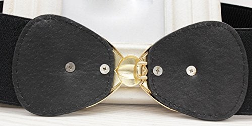 X&F Women's Elegant PU Bowknot Stretch Wide Belt Dress Decorative Waistbelts Black - Image 3