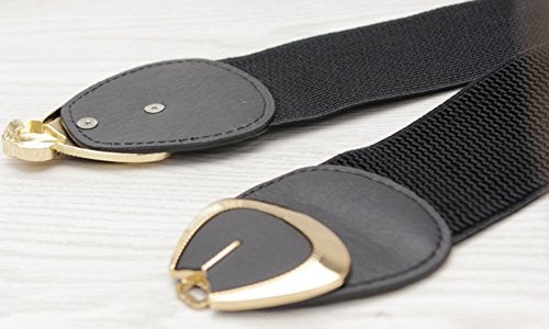 X&F Women's Elegant PU Bowknot Stretch Wide Belt Dress Decorative Waistbelts Black - Image 4