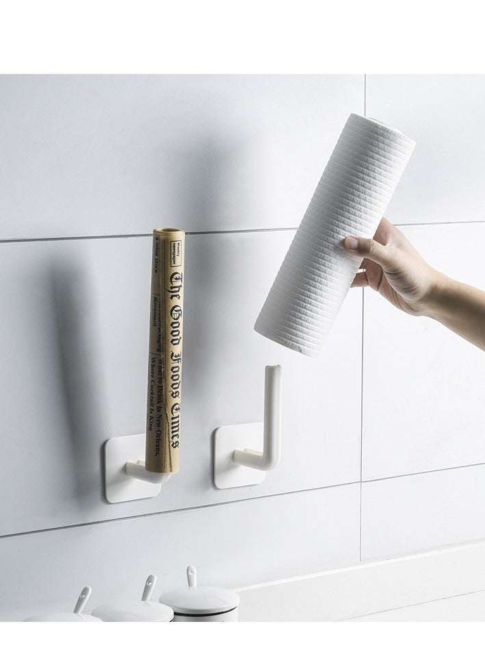 Paper Towel Holder Hook, Wall Hanging Kitchen Plastic Wrap Shelving, Perforation-Free Cutting Board and Cutting Board Shelf, Pot Lid Organizing and Storage Bracket, Paper Roll Hanging Rack 4PCS - Image 3