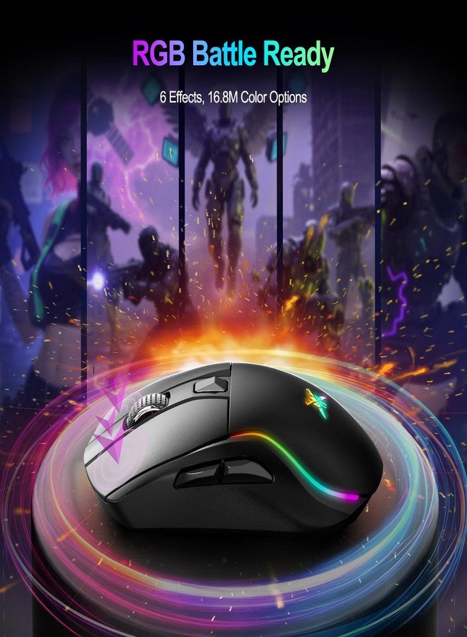 TECKNET Tri-Mode Wireless Gaming Mouse, RGB Backlit Bluetooth 5.0/2.4G/USB-C Rechargeable Ergonomic Mouse with 6 Programmable Buttons, 24000 DPI, 1000Hz Polling Rate, for PC Laptop Mac Gamer - Image 4