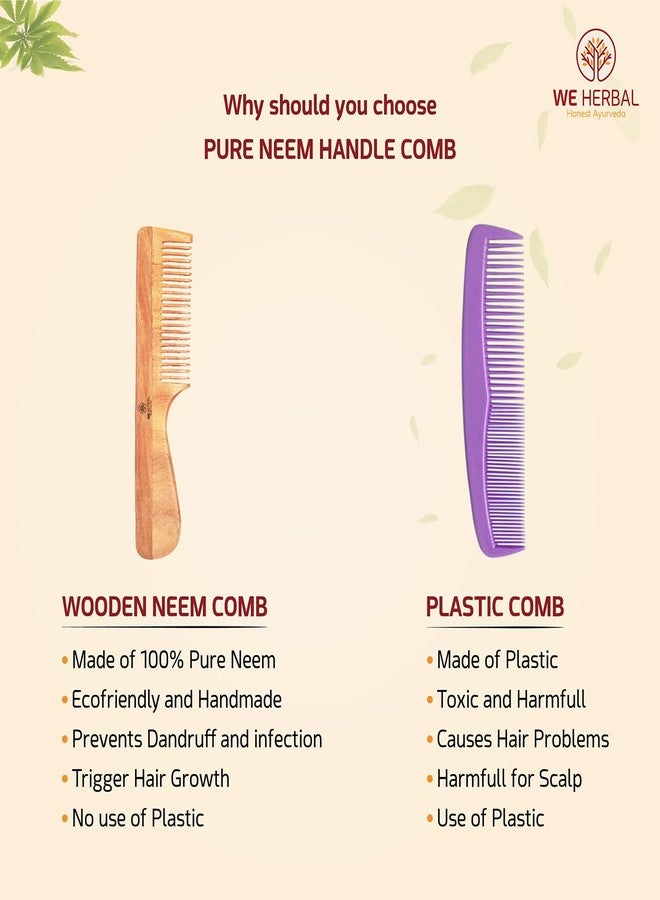 WE HERBAL Wooden Neem Comb for Hair Growth, Treated with Herbal Oils, Promotes Hair Growth, Controls Hairfall and Dandruff, Stimulates Scalp, Frizz Control, Natural Neem Wood Hair Comb for All Hair Types - Image 4
