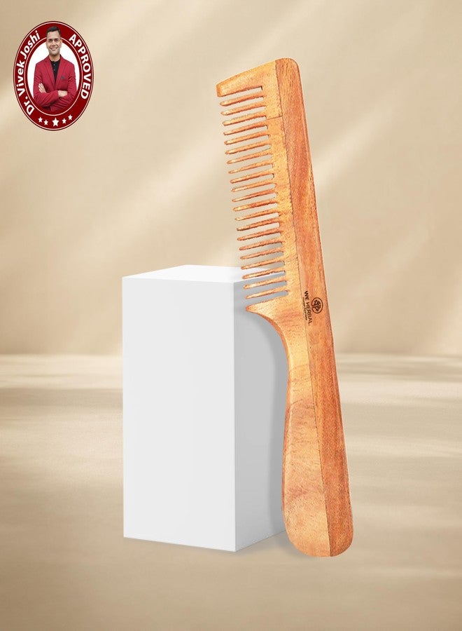 WE HERBAL Wooden Neem Comb for Hair Growth, Treated with Herbal Oils, Promotes Hair Growth, Controls Hairfall and Dandruff, Stimulates Scalp, Frizz Control, Natural Neem Wood Hair Comb for All Hair Types - Image 2