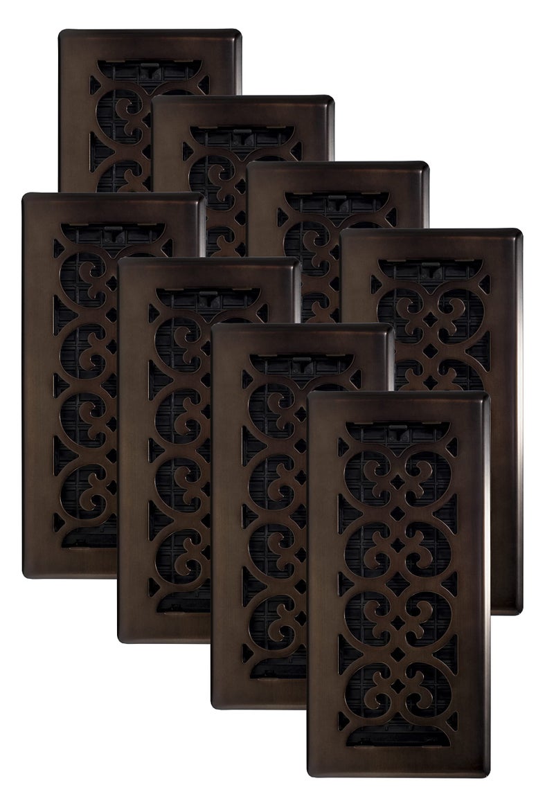 Decor Grates SPH410RB8 Scroll Design Floor Register 4x10 Inches Rubbed Bronze Finish 8 Pack