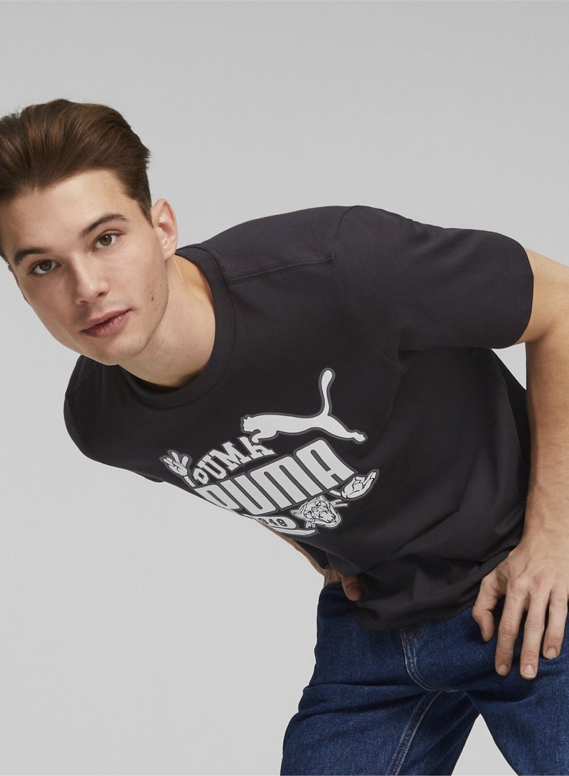 PUMA GRAPHICS Icon Mens Black T-shirt - Image 2