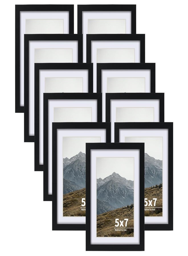 Rempry 5X7 Picture Frames Set of 11, Black 5x7 Photo Frames without Mat or Displays 4X6 Picture with Mat, Wall Mount or Tabletop Display for Home, Office - Image 1