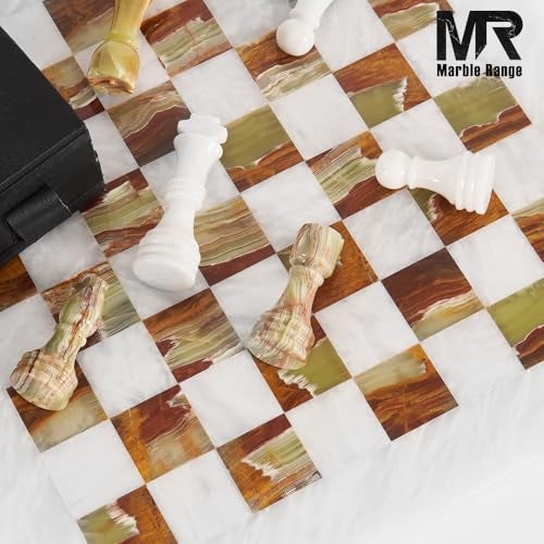 MARBLE RANGE Marble Chess Set for Adults 15 Handmade White Green Onyx Board Game with 32 Chess Pieces 2 Extra Queens Storage Box Luxury Travel Game Elegant Home Dcor - Image 5