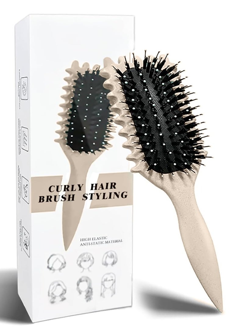 شوداي فرشاة تحديد الشعر ، فرشاة الشعر ، فرشاة الشعر ، لتمشيط وتشكيل تجعيد الشعر للرجال والنساء (بيج) - Image 1