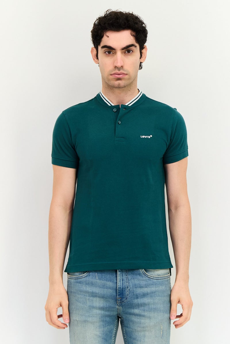 Levi's تي شيرت بولو قصير الأكمام للرجال بتصميم عادي وشعار العلامة التجارية، أخضر - Image 1