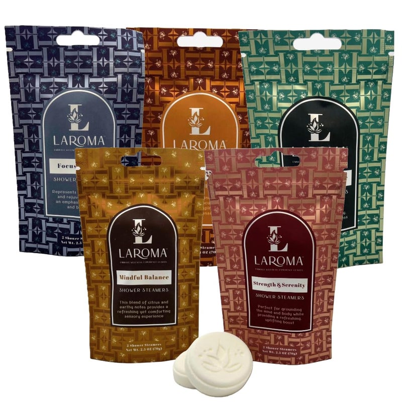 Laroma Aromatherapy Shower Steamers,10 Pack Shower Bombs for Men & Women, Made in The USA, 5 Essential Oil Blended Scents for Relaxation & Stress Relief - Image 1
