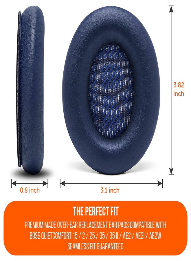 WC وسادات أذن بديلة مطورة من WC Wicked Cushions لسماعات Bose QC35 و QC35ii (QuietComfort 35) وغيرها - جلد أكثر نعومة، رغوة ذاكرة فاخرة، سماكة إضافية، متانة فائقة | (أزرق منتصف الليل) - Image 5