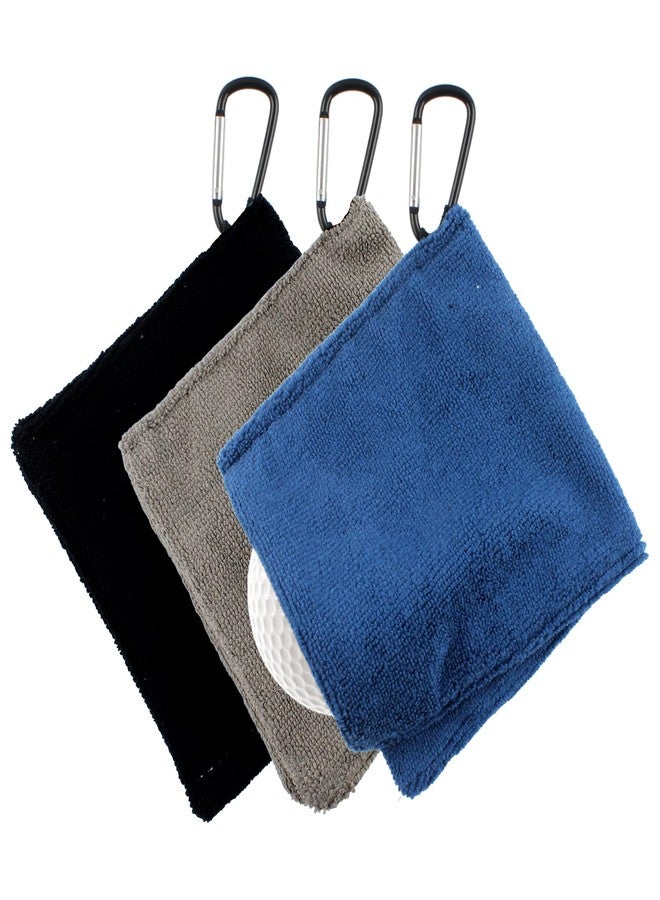 CENELO 3PCS Golf Ball Towel Small Pocket Towel with D Clip Fast Drying Easy Clean Portable Golf Ball Cleaner Pouch Outdoor Accessories for Beginners Men Women - Image 1