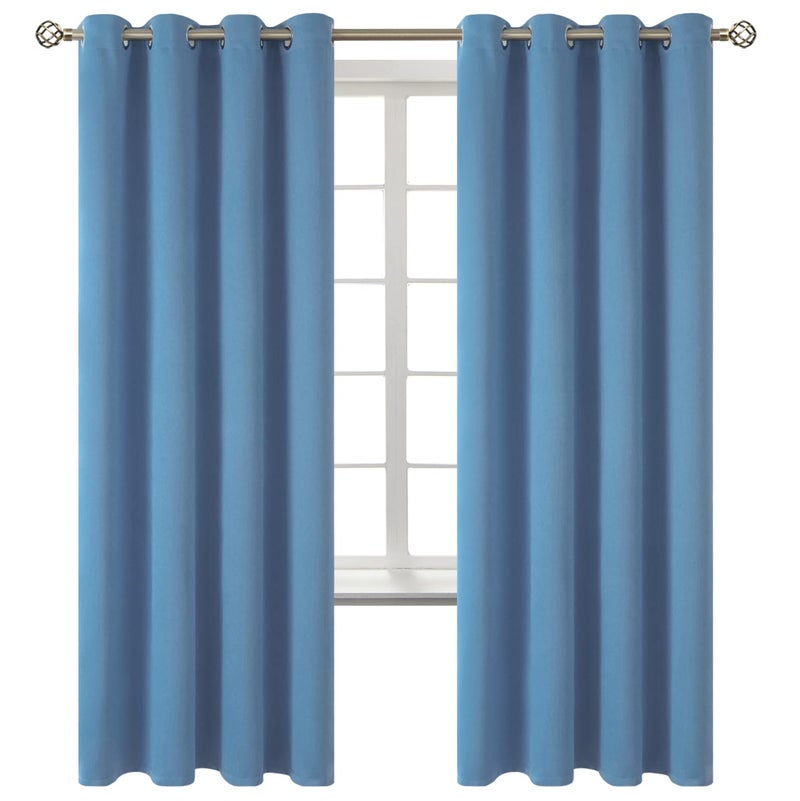 BGment Blackout Curtains for Bedroom  Grommet Thermal Insulated Room Darkening Curtains for Living Room Set of 2 Panels 52 x 72 Inch Faded Denim