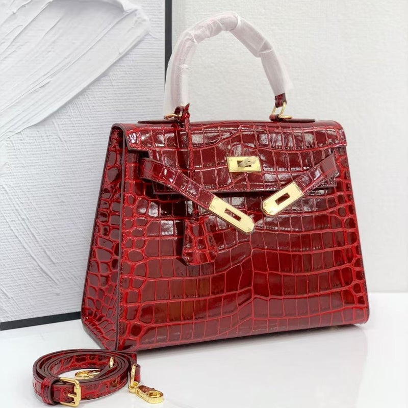 New Style Leather Bag Fashion Cowhide Women'S Bag Platinum Portable Crossbody Shoulder Bag Kelly Crocodile Pattern - Image 4