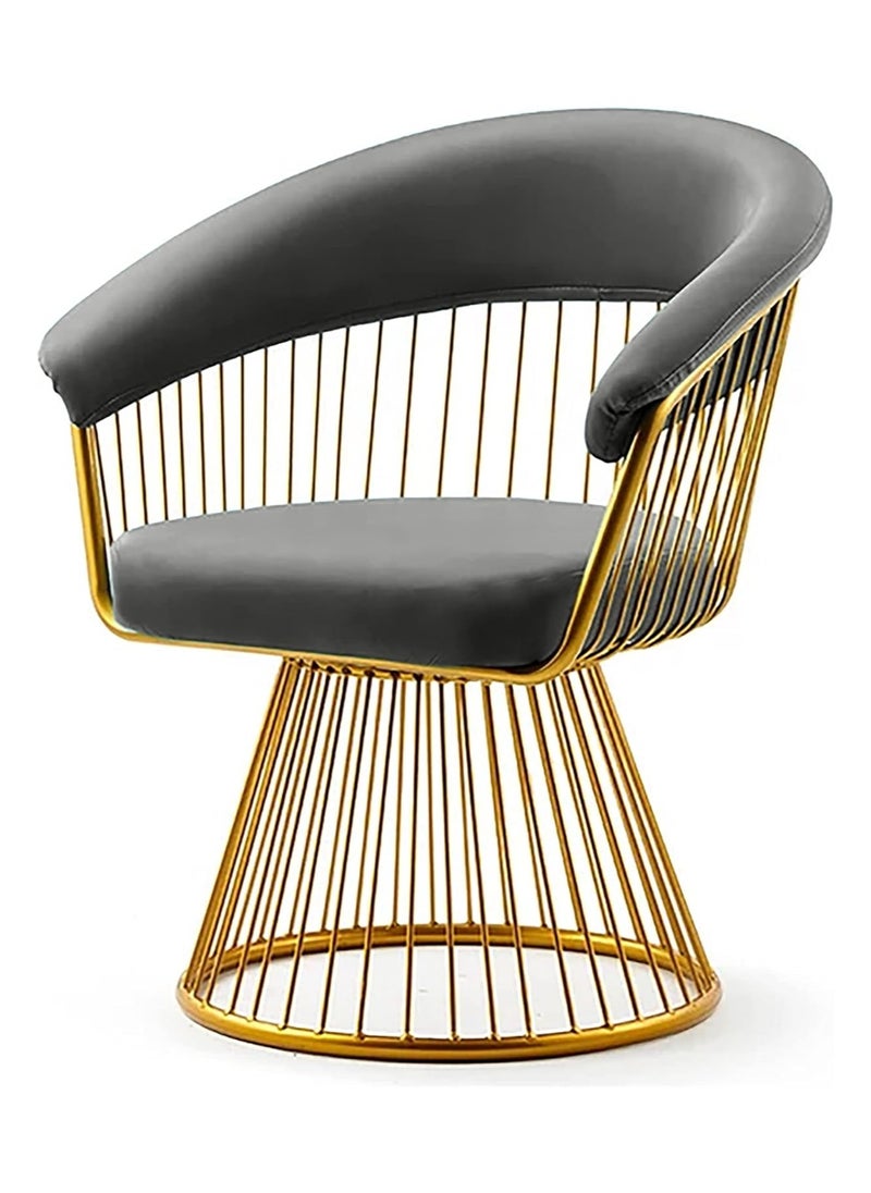 DubaiGallery Makeup Vanity Chair Modern Dining Chair Stool with Backrest Gold Metal Legs and Elegant Tufted Back 
