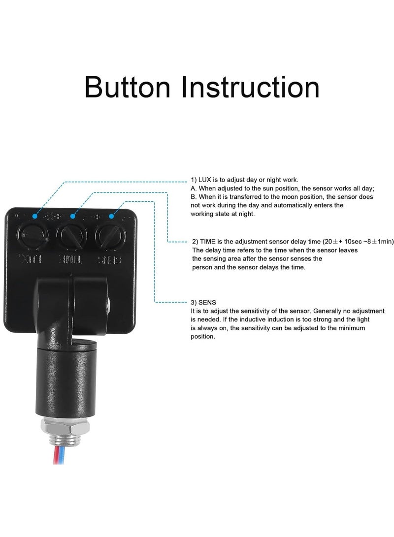 2PCS Adjustable PIR Motion Sensor Detector Outdoor Indoor Infrared Light Switch with LED Light Sensitive AC 85-265V Time Delay Home Lighting  - Image 5