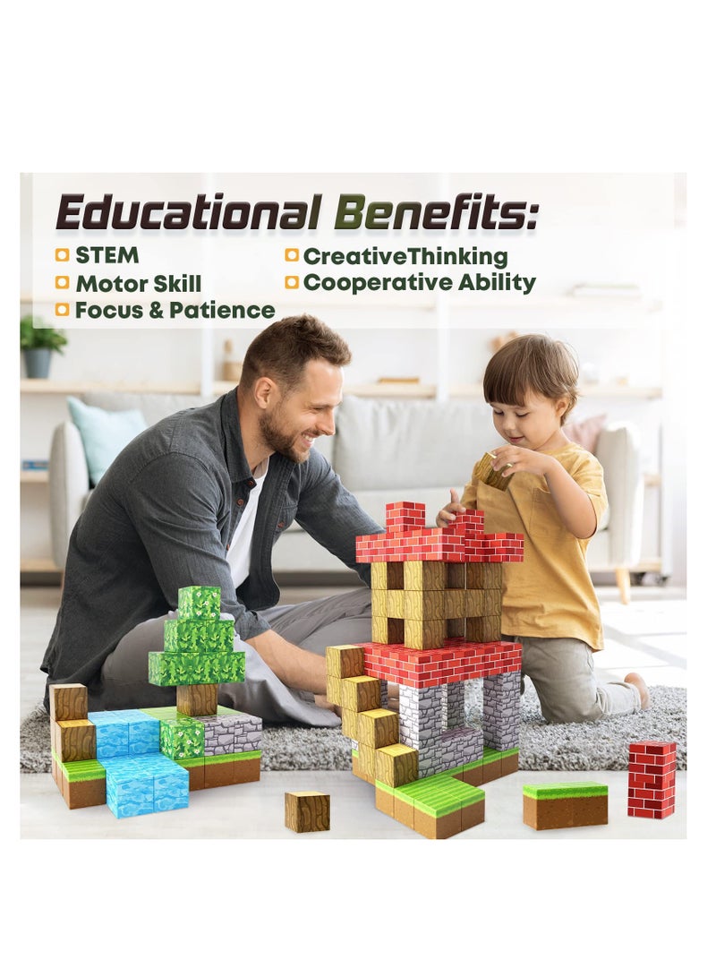 128pcs Mineral Tycoon square building block set children’s puzzle doll assembled game peripheral mini toys minecrafts magnetic cube intelligent magnetic building block set build a 3D mag-world  - Image 4