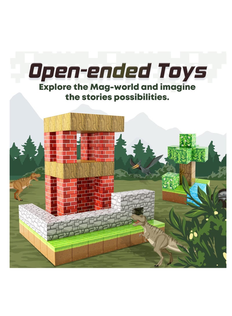 128pcs Mineral Tycoon square building block set children’s puzzle doll assembled game peripheral mini toys minecrafts magnetic cube intelligent magnetic building block set build a 3D mag-world  - Image 2