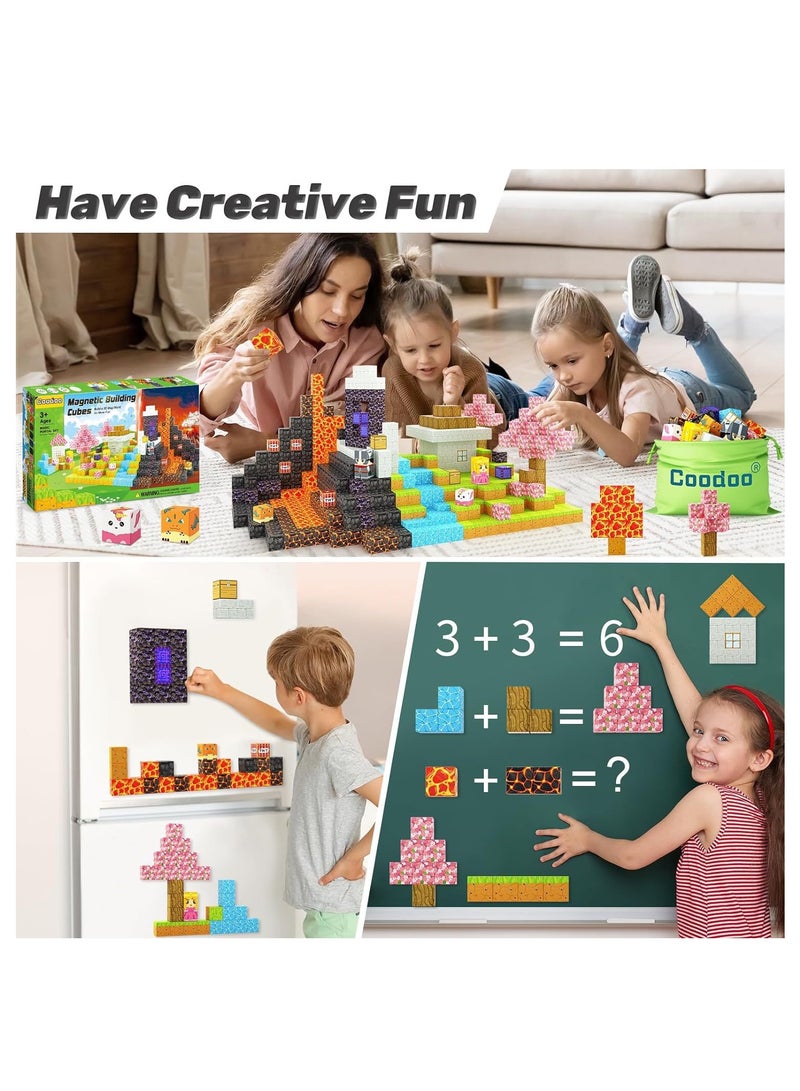 128pcs Mineral Tycoon square building block set children’s puzzle doll assembled game peripheral mini toys minecrafts magnetic cube intelligent magnetic building block set build a 3D mag-world  - Image 3