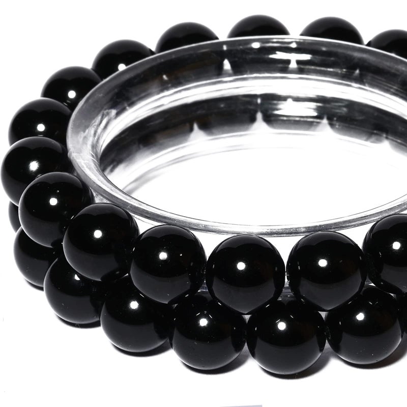 10mm Natural Black Agate Round Bead  35PCS Bulk Gemstone Beads for Jewelry Making DIY Bracelets Necklaces  Includes Crystal Stretch Cord  Beads for Crafting Gifts