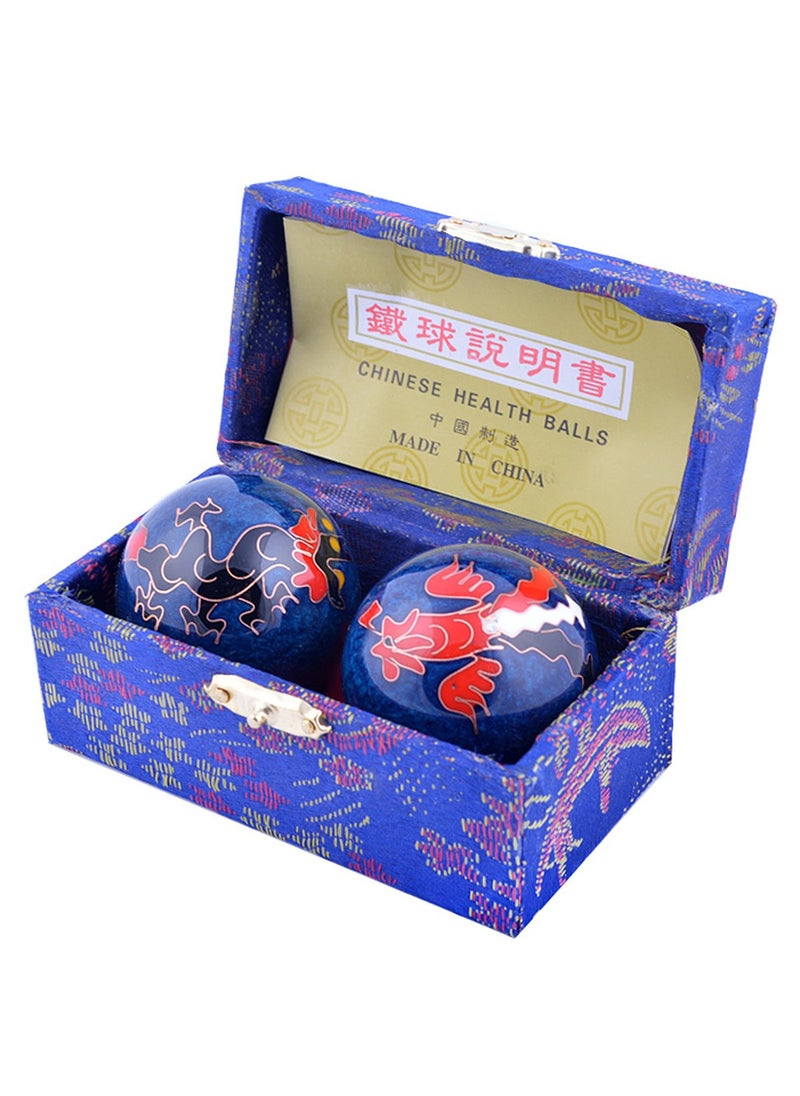 fengshuisale fengshuisale Feng Shui Chinese Health Balls Blue with Phoenix and Dragon 38cm15 Red String Bracelet F1117 15inchCloisonne 
