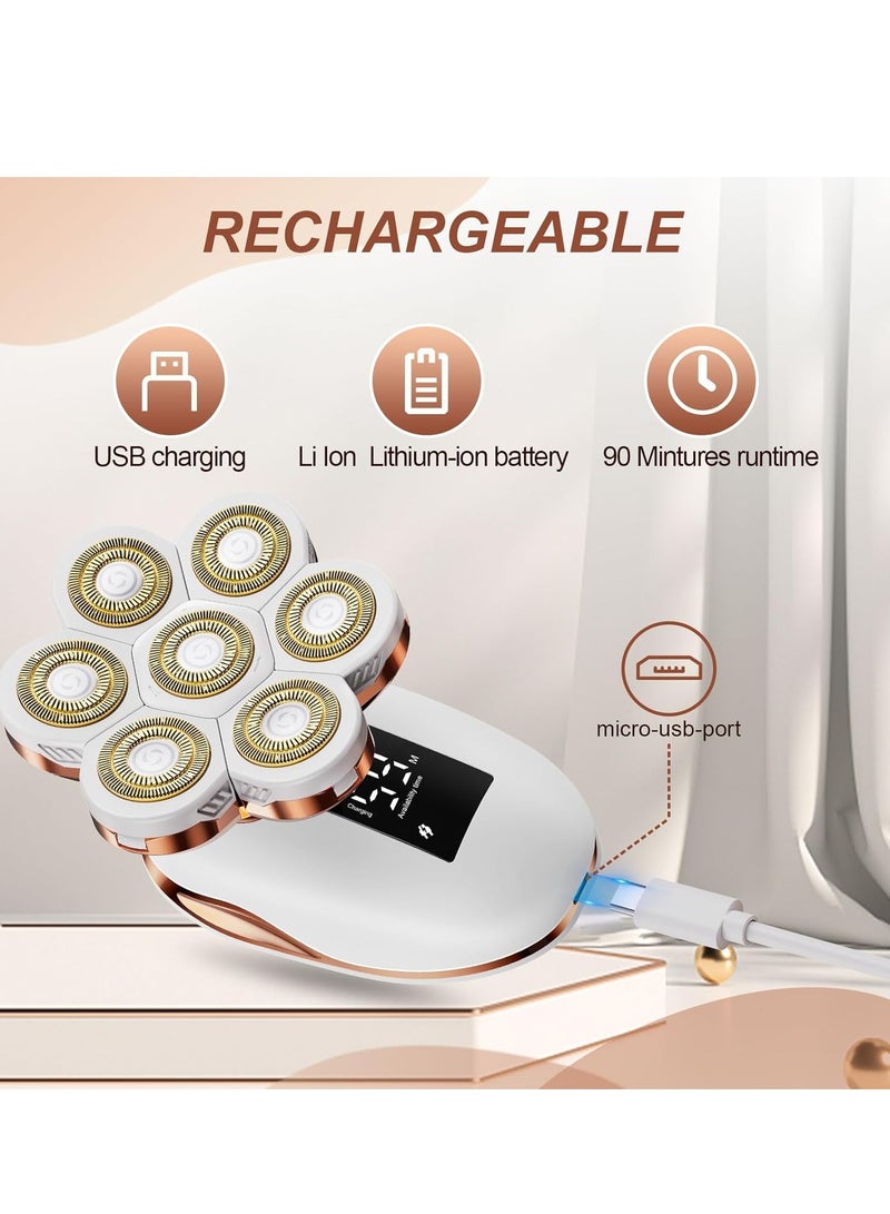 عام ماكينة حلاقة كهربائية 2 في 1 للنساء، ماكينة حلاقة دوارة قابلة لإعادة الشحن للساقين، رطبة/جافة، 7D، مجموعة أدوات الحلاقة المقاومة للماء - شفرات حلاقة كهربائية للنساء، إزالة شعر الوجه، ماكينة تشذيب منطقة البي، الشفاه - إزالة شعر لطيفة - Image 5